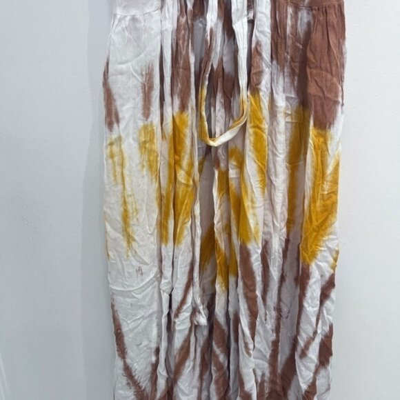 BOHO cotton dress with belted yellow and brown - Picture 9 of 13